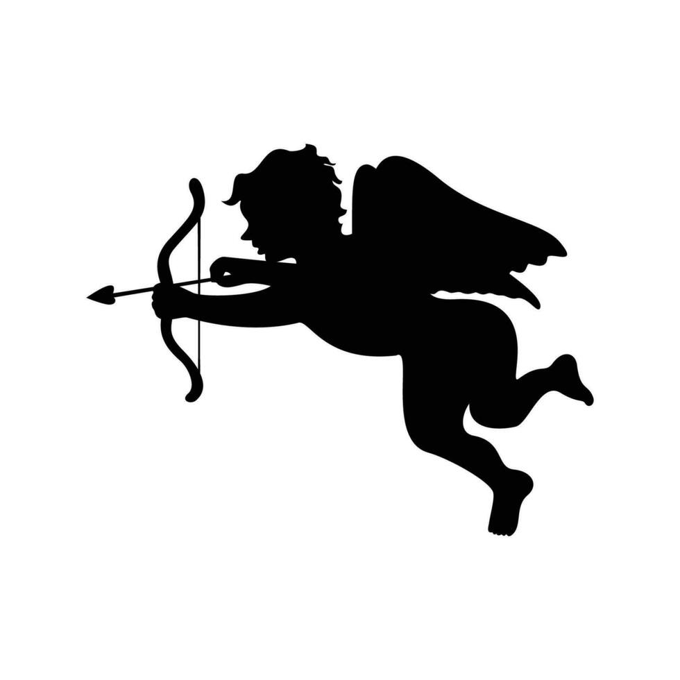 Cupido silhouet ontwerp. baby engel met pijl vector illustratie.