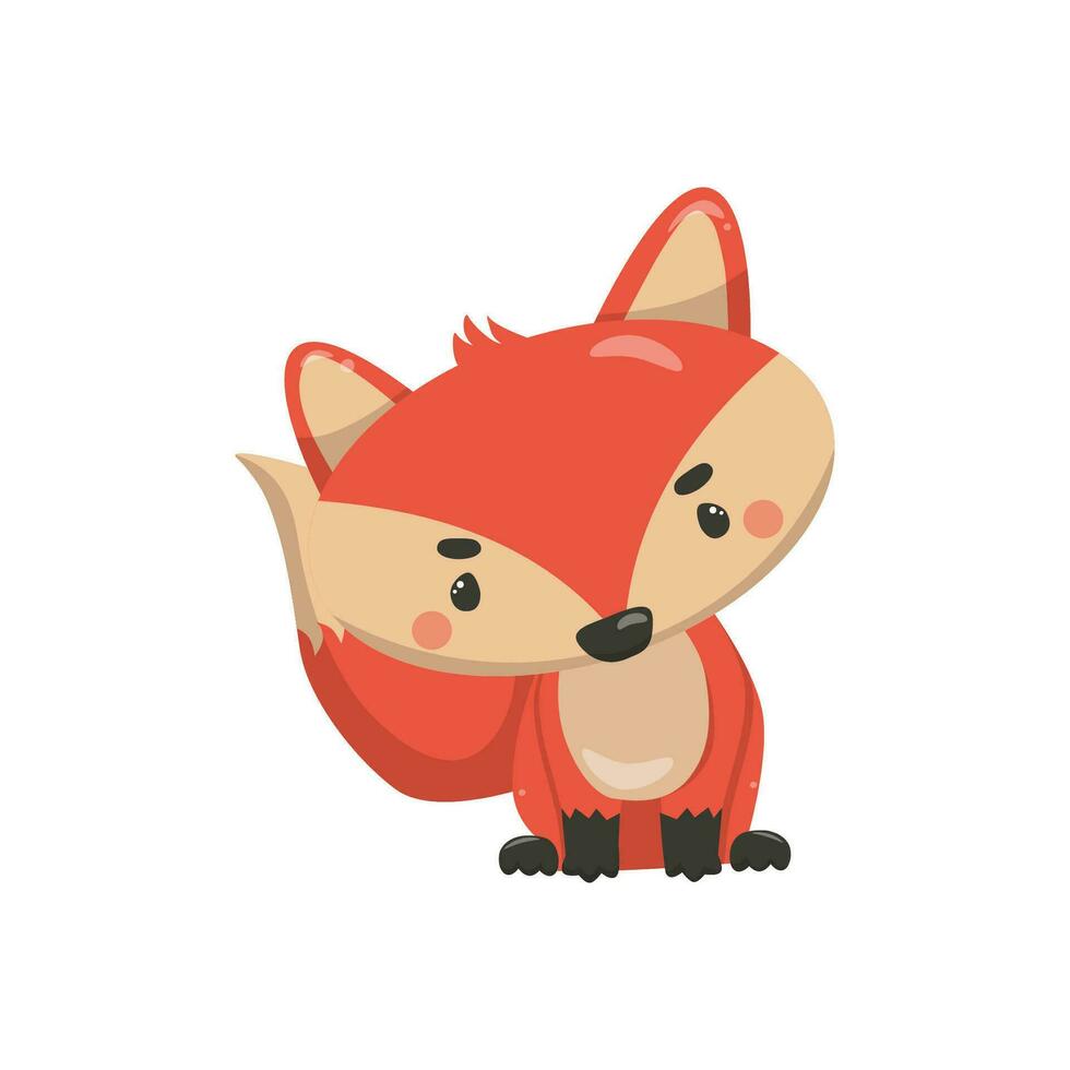 vector clip art van een schattig weinig vos in kleur, tekenfilm stijl. bos- dier. concept kinderen afdrukken. voor ansichtkaarten en afdrukken.