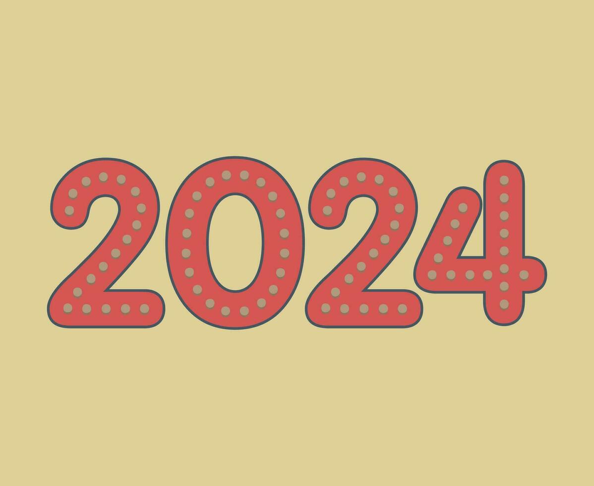 2024 gelukkig nieuw jaar abstract rood grafisch ontwerp vector logo symbool illustratie met bruin achtergrond