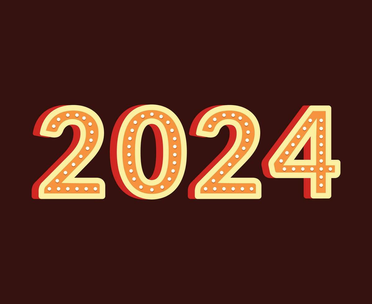 2024 gelukkig nieuw jaar abstract oranje grafisch ontwerp vector logo symbool illustratie met kastanjebruin achtergrond