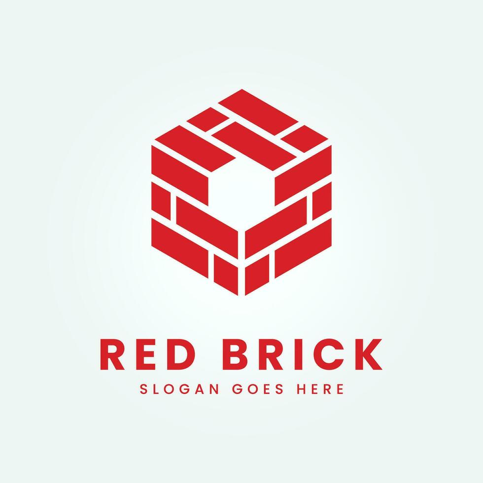 rood steen, stapel en stack balans bakstenen met veelhoek logo vector illustratie ontwerp sjabloon Product