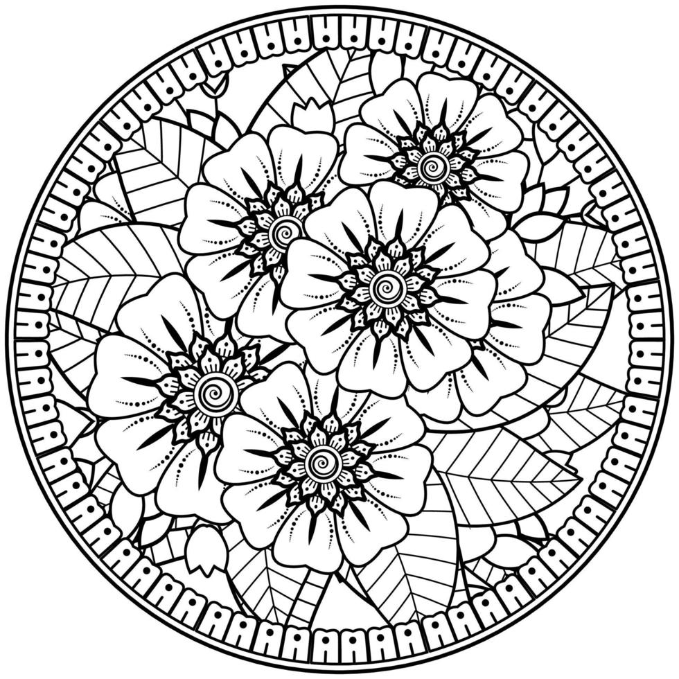 cirkelvormig patroon in de vorm van mandala met bloem voor henna, mehndi, tatoeage, decoratie. vector