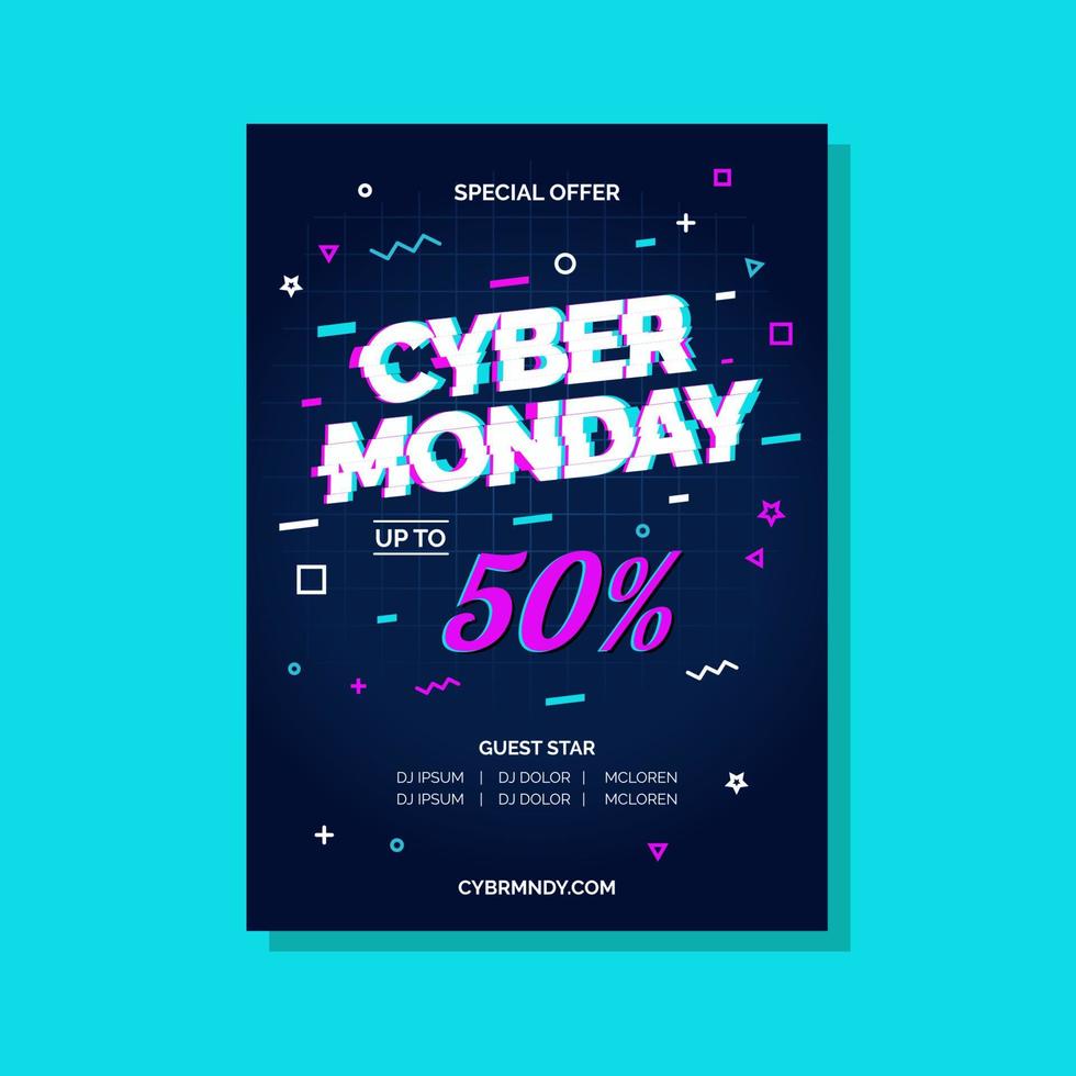 futuristische retro cyber maandag poster vector