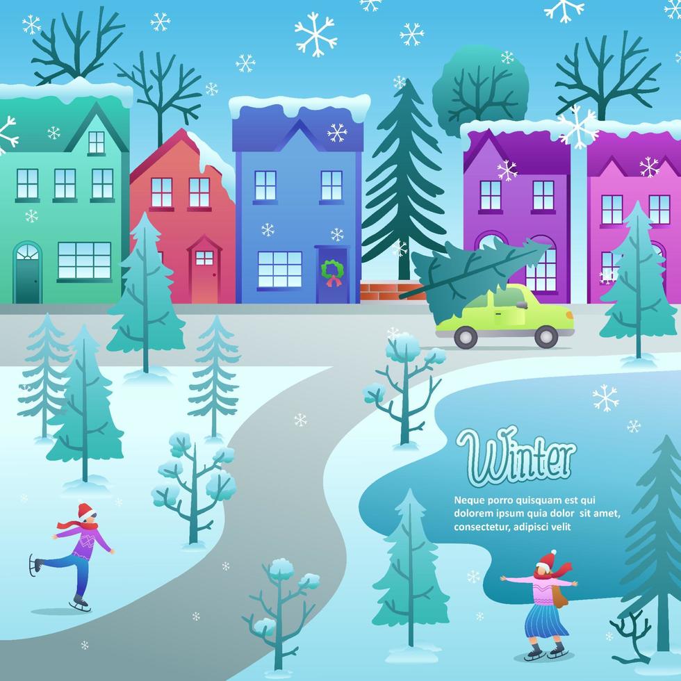 winterseizoen wonderland landschap achtergrond vector