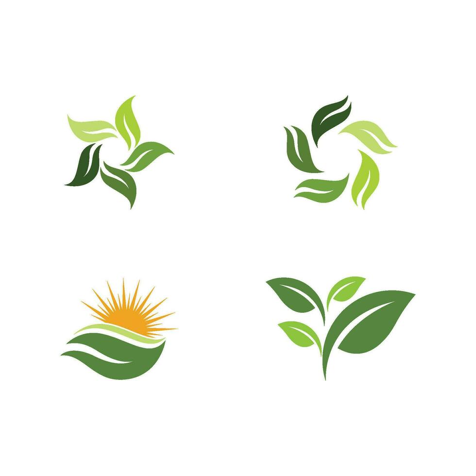 logo's van groene boom blad ecologie vector