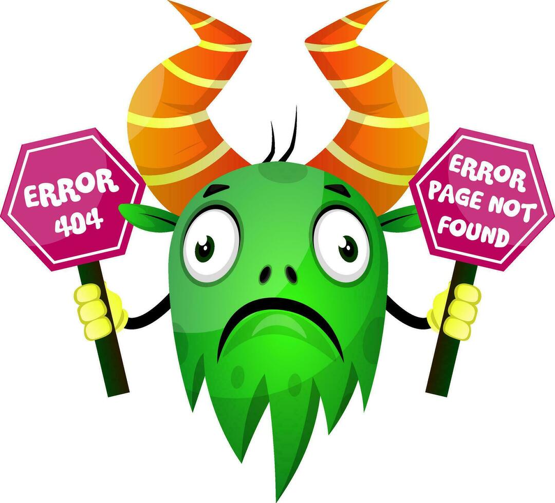 groen monster 404 fout vector