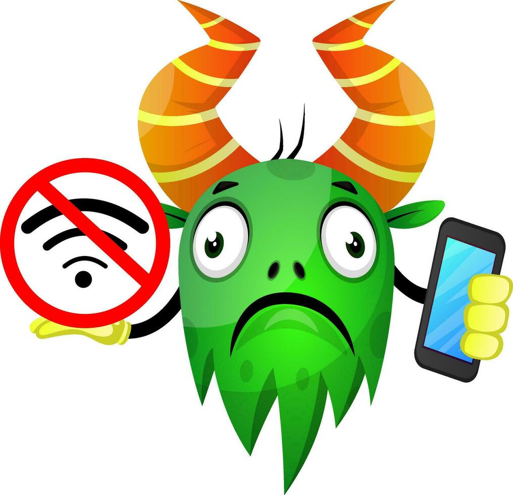 groen monster zonder Wifi vector