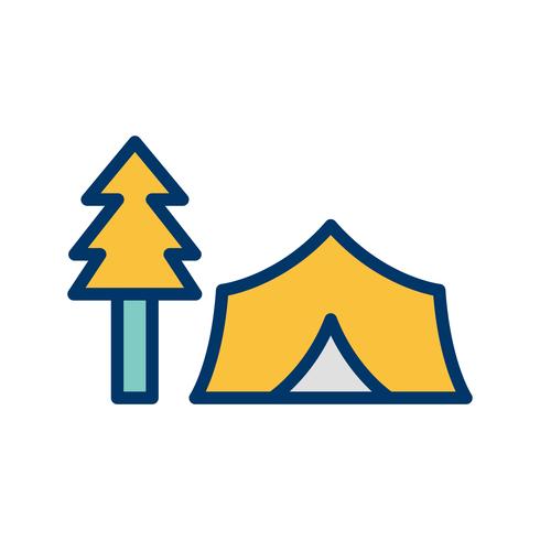 Tent met bomen Vector pictogram