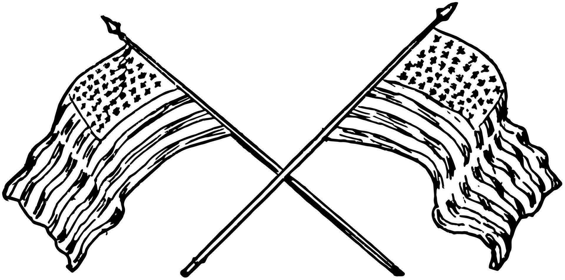 twee Amerikaans vlaggen wijnoogst illustratie. vector