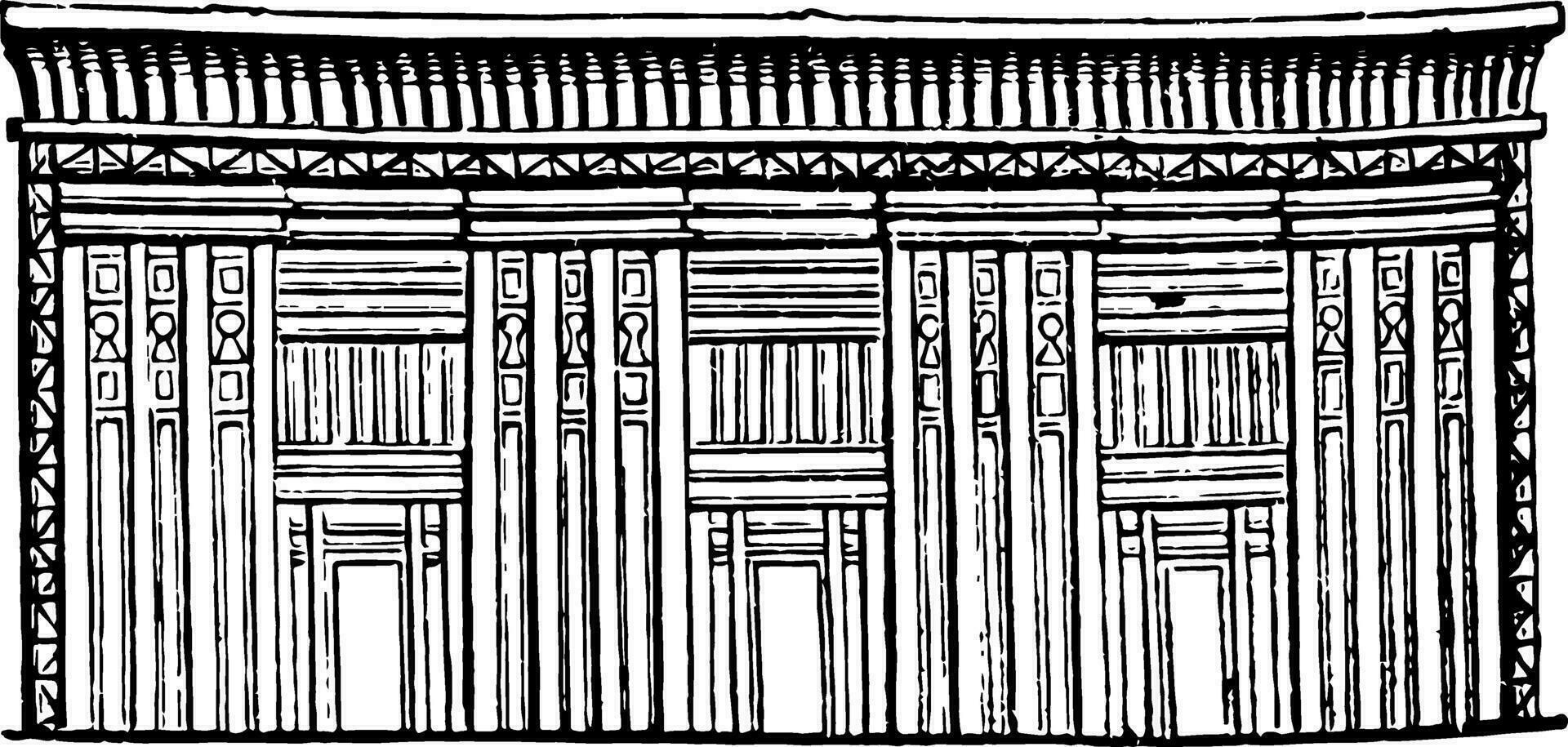Egyptische sarcofaag of graf van steen, steen borst, wijnoogst gravure. vector