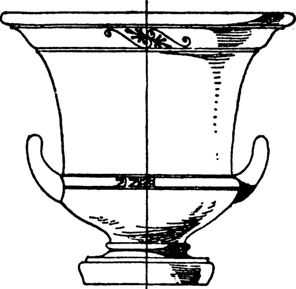 Grieks krater is een type van antiek vaas, wijnoogst gravure. vector