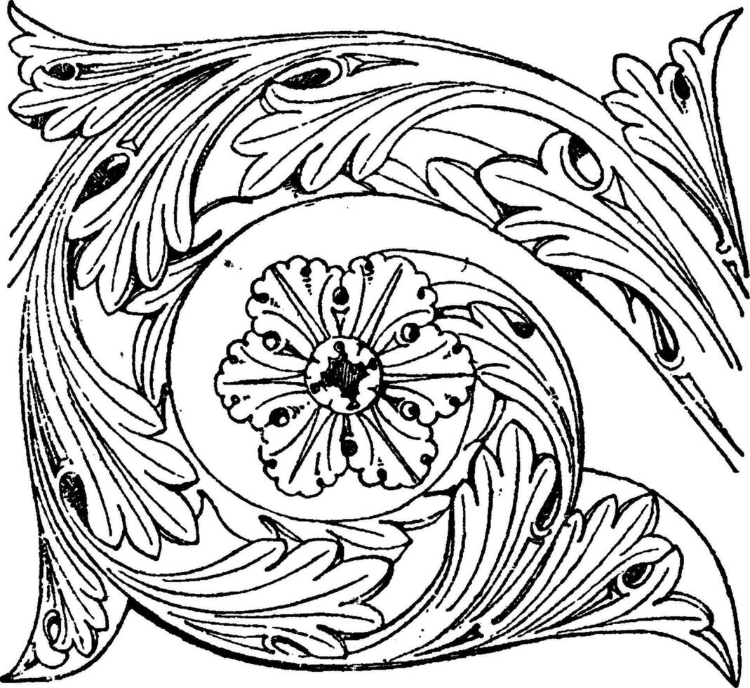 romaans fries hebben antiek patroon in deze afbeelding, wijnoogst gravure. vector