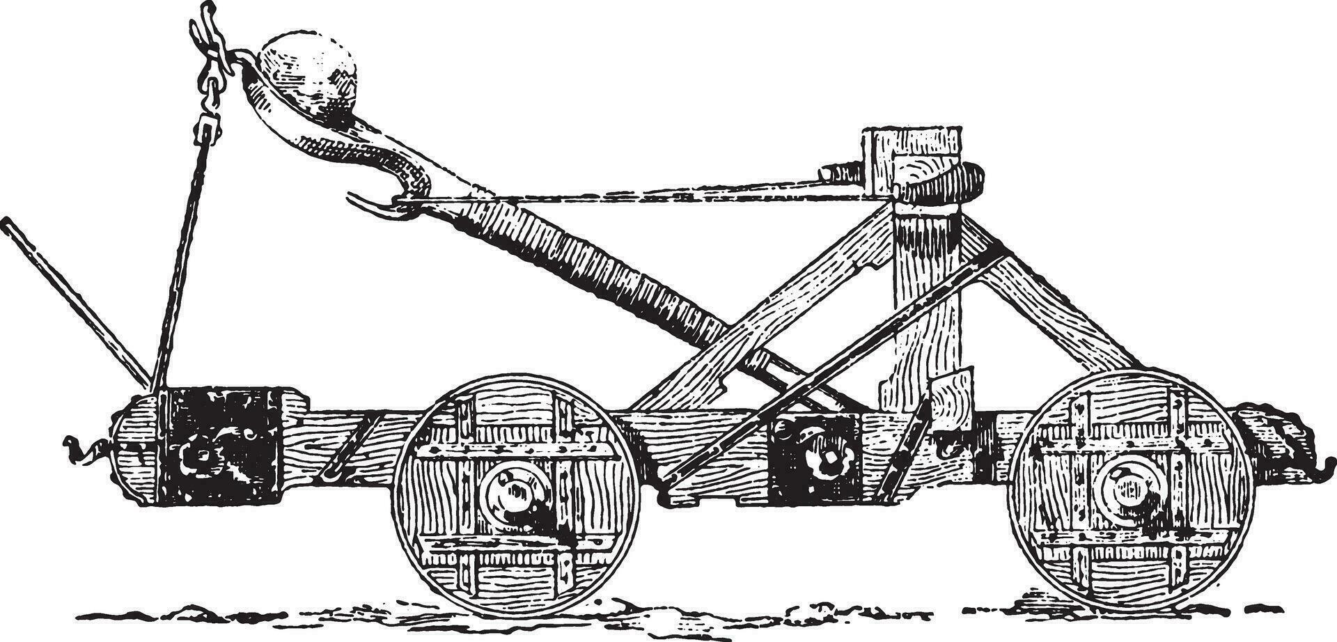 ballista, wijnoogst gravure. vector