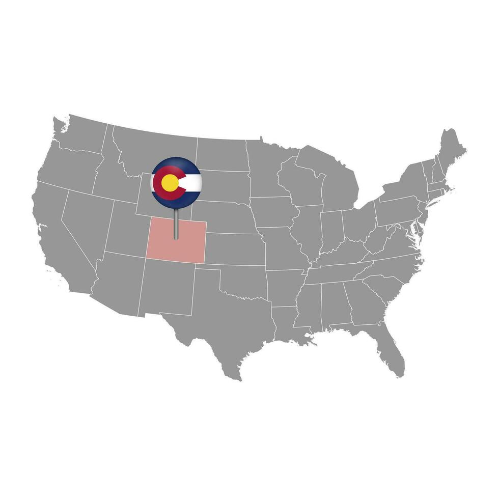 kaart wijzer met vlag van Colorado. vector illustratie.