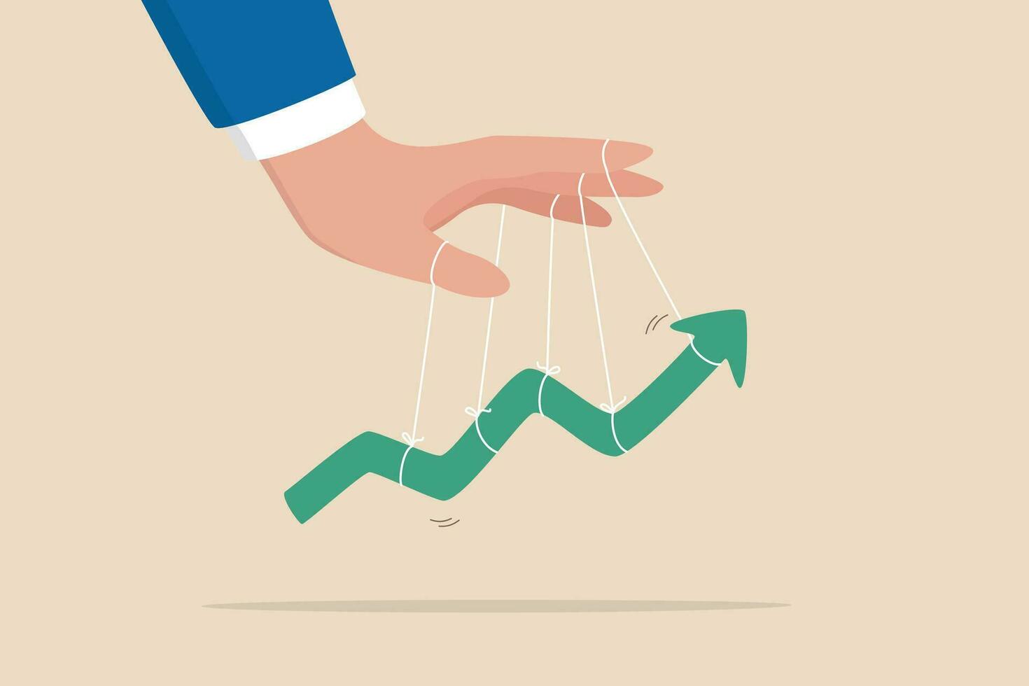 financieel groei, winst toenemen of verdienen hoofdstad verdienen, groeit investering of markt overheersing of verbetering concept, zakenman investeerder hand- beheren toenemend groen diagram omhoog stijgende lijn. vector