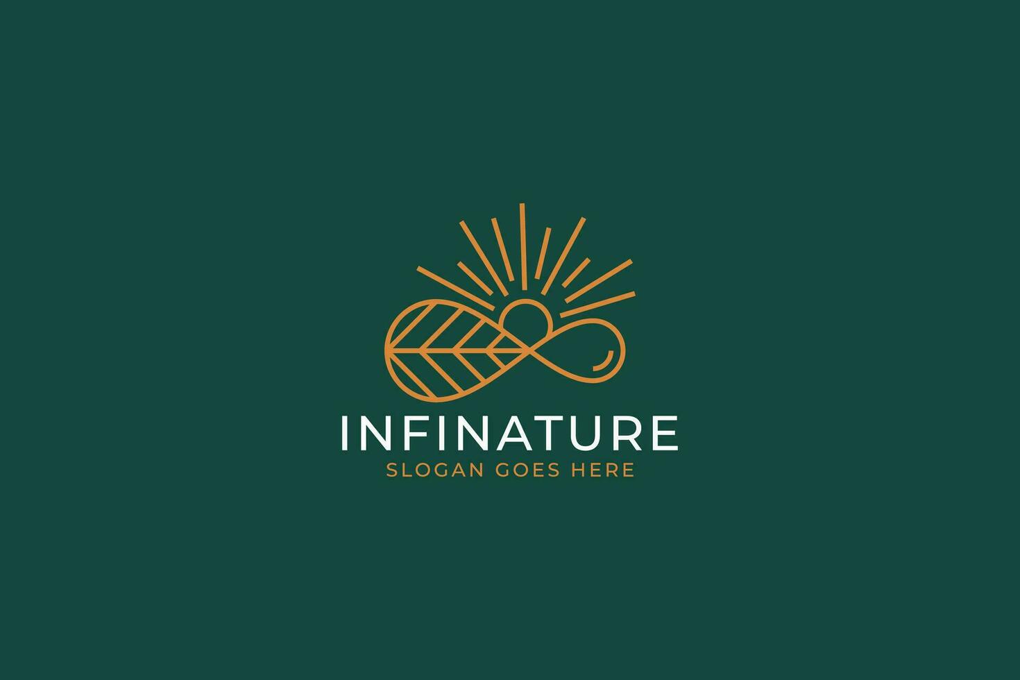 oneindigheid en natuur logo met concept vorm grenzeloos eindeloos onbeperkt teken symbool zon blad water abstract vector