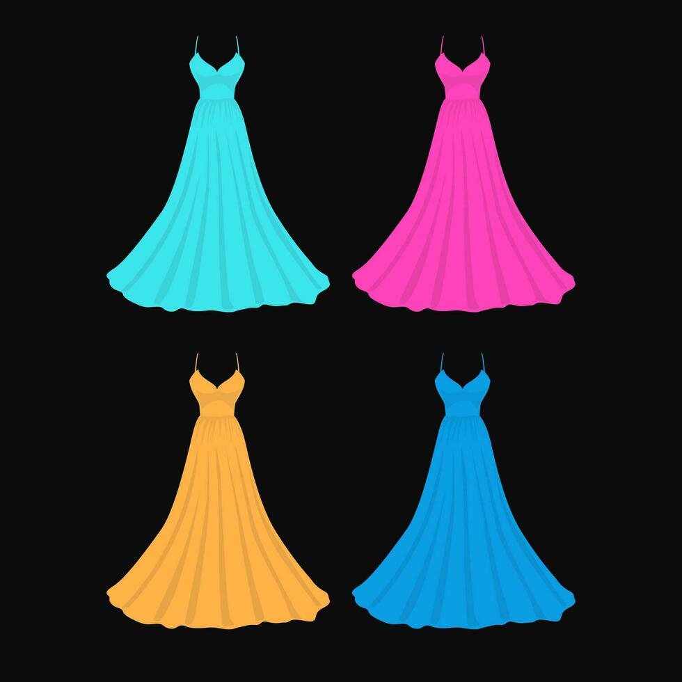 vrouw elegant partij jurk elegant illustratie kunst icoon ontwerp vector