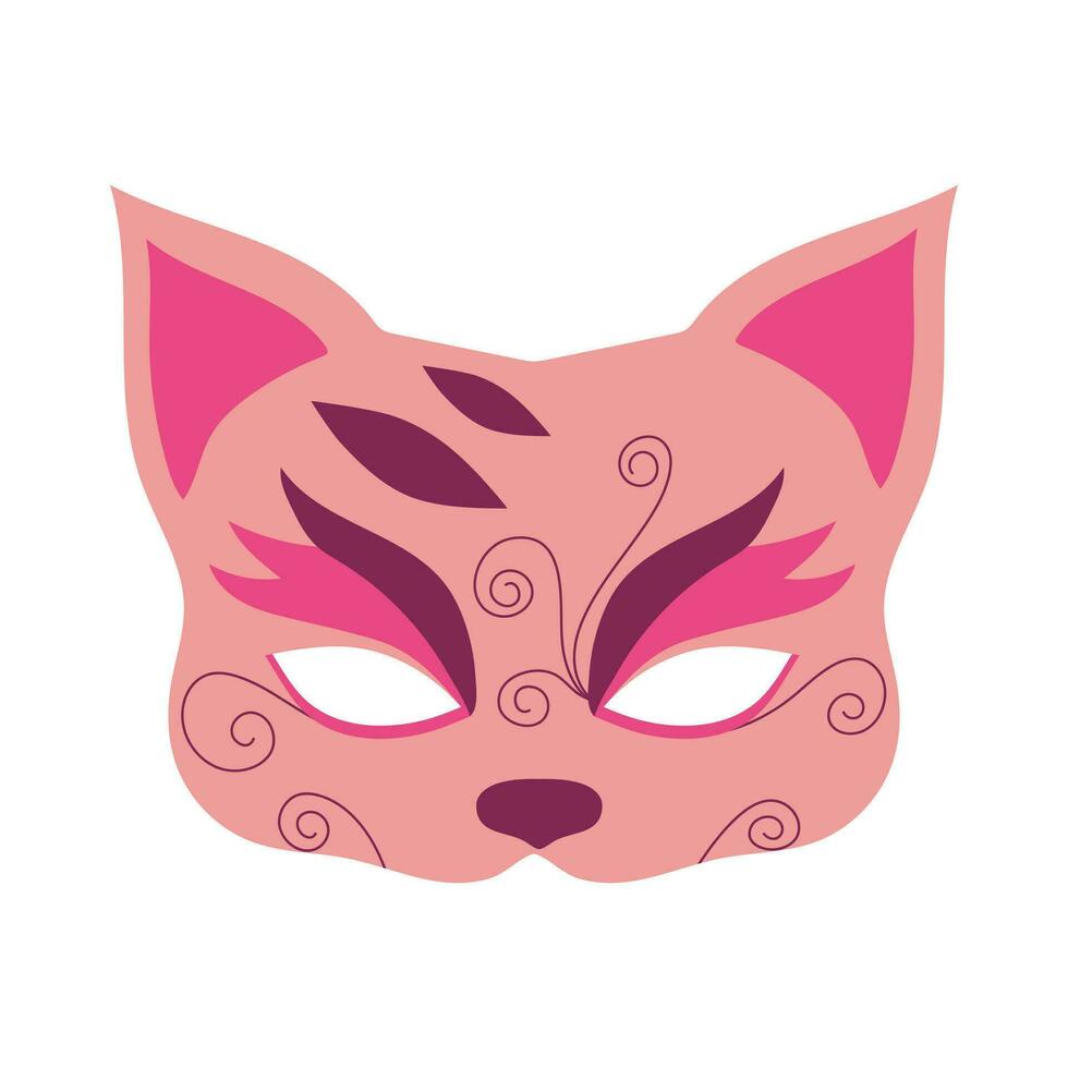 carnaval masker in de het formulier van kat. feestelijk element voor vakantie. vlak tekenfilm vector illustratie geïsoleerd Aan een wit achtergrond.