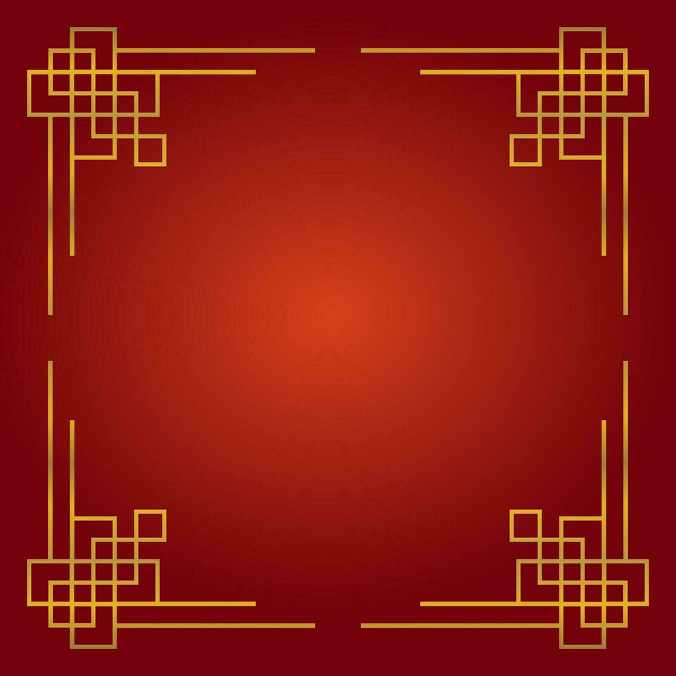 rood Chinese nieuw jaar achtergrond met goud lijn decoratie. vector ontwerp voor poster, groet kaart, sociaal media, web, spandoek.