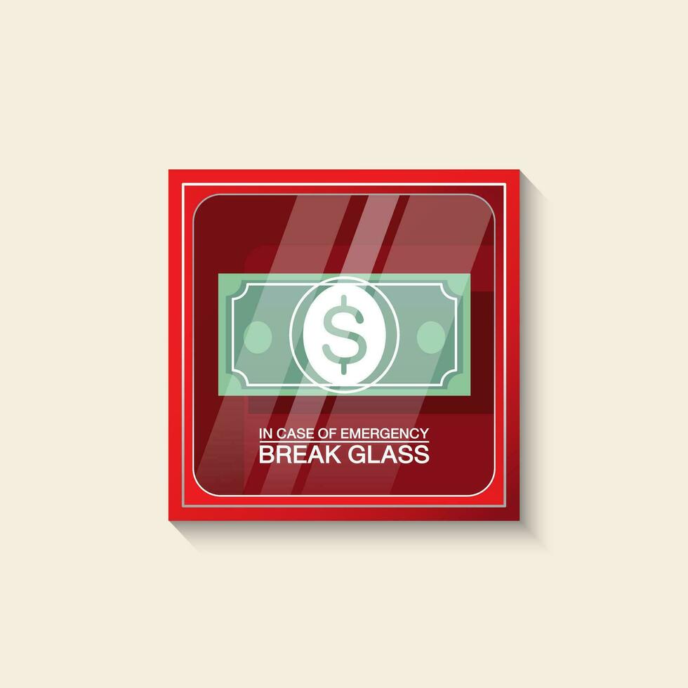 rood noodgeval doos en bankbiljet dollar binnen vector