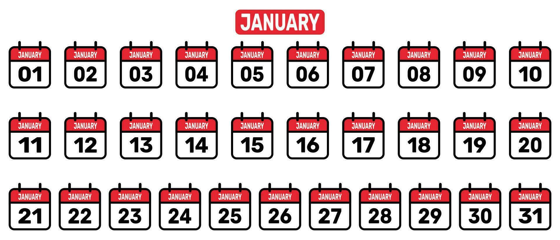 kalender allemaal januari reeks vector illustratie achtergrond ontwerp.