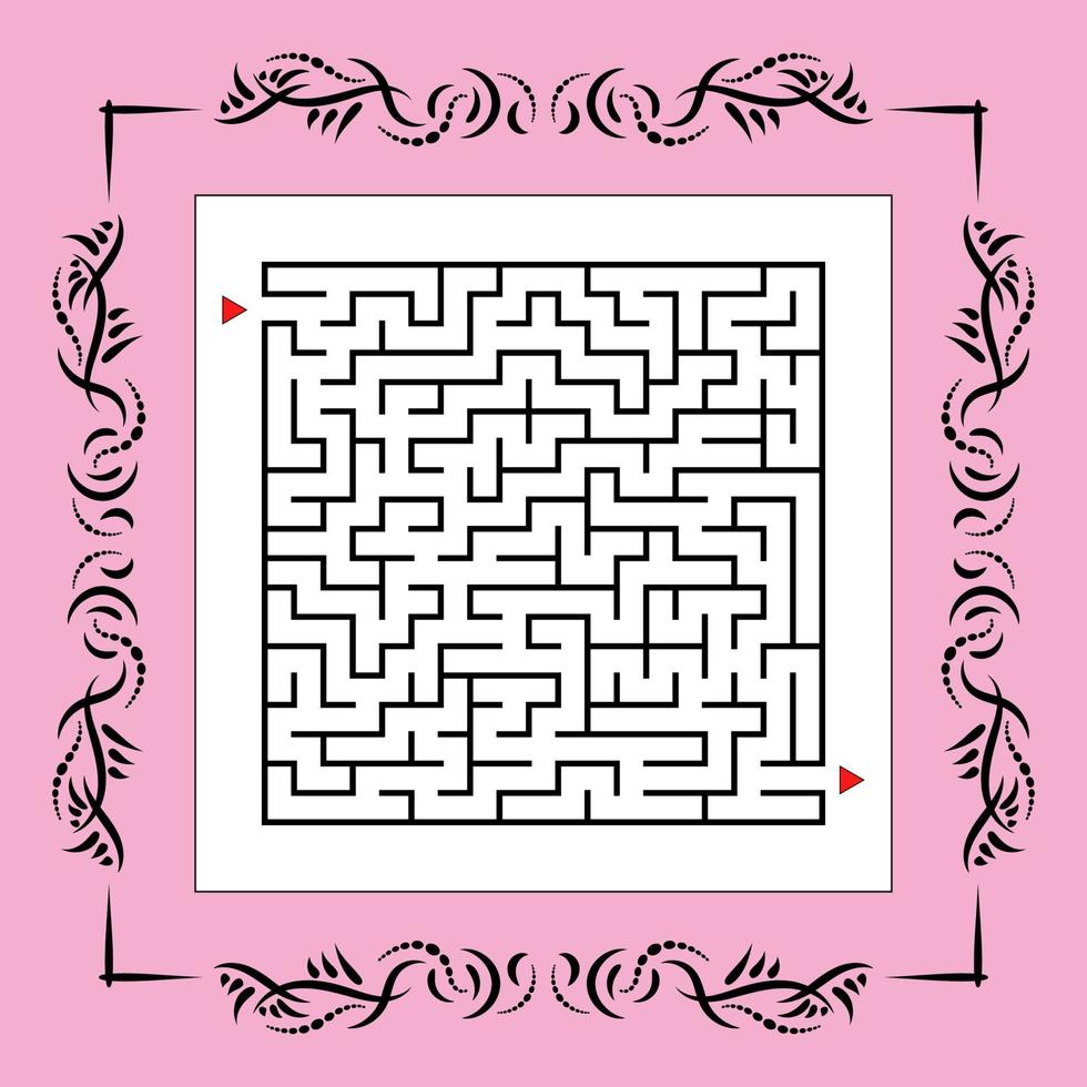 abstracte vierkante doolhof in vintage frame. spel voor kinderen. puzzel voor kinderen. een ingangen, een uitgang. labyrint raadsel. platte vectorillustratie. vector