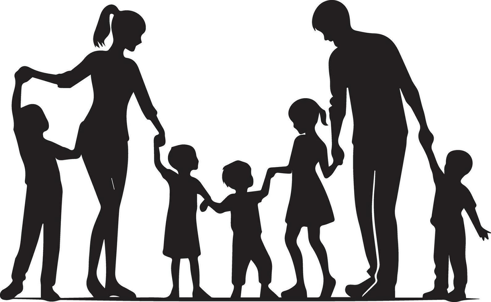 familie silhouet geïsoleerd over- wit achtergrond bewerkbare vector illustratie