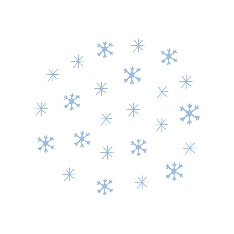 pastel blauw sneeuwvlokken cirkel Aan wit achtergrond. perfect voor nieuw jaar decoratie en winter. vector