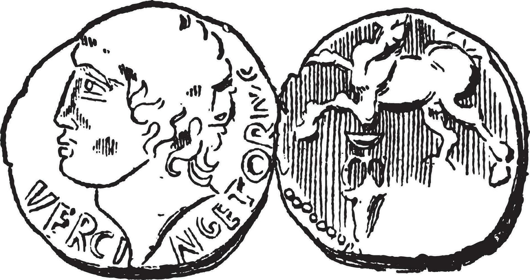 oude keltisch goud munt, wijnoogst gravure vector
