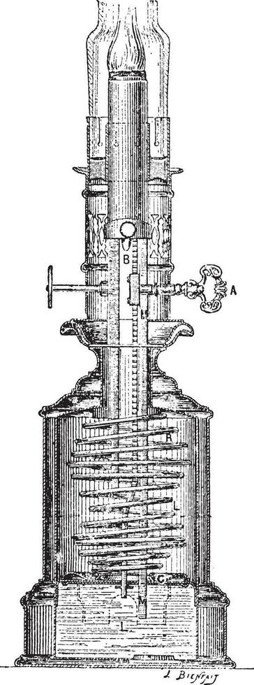 lamp moderator, wijnoogst gravure. vector