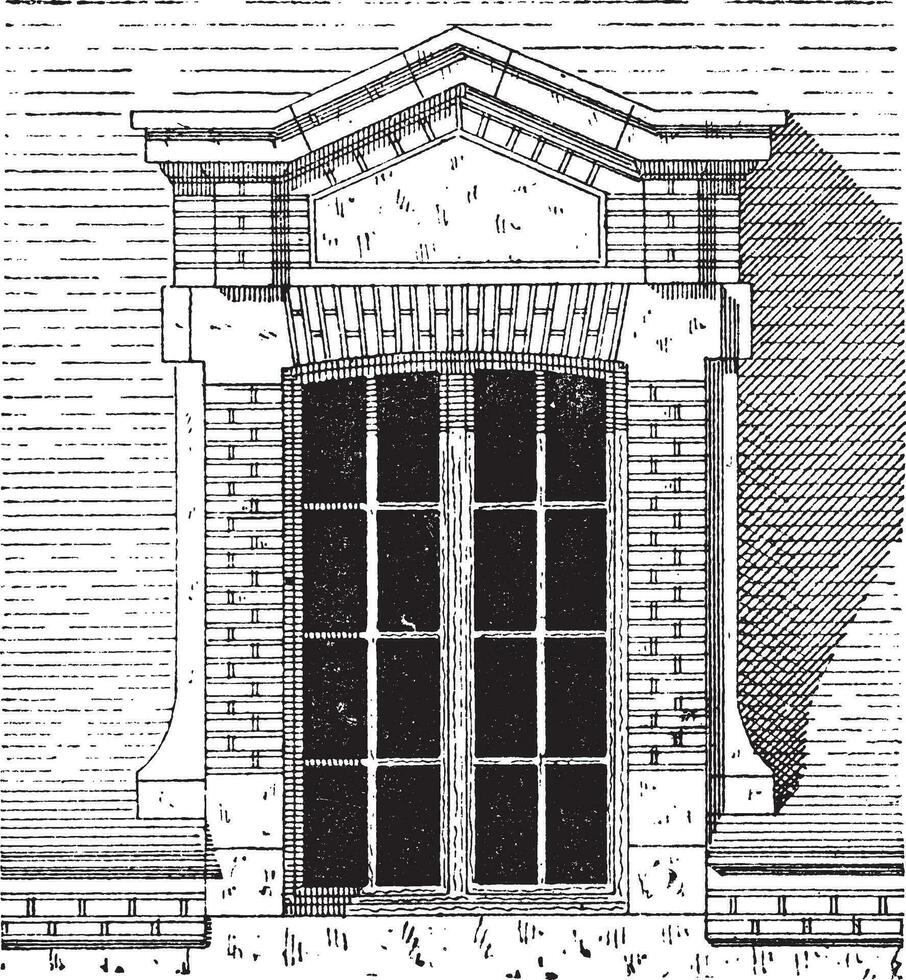 Vlaams dakkapel, paleis van fontainebleau, Parijs, wijnoogst gravure. vector