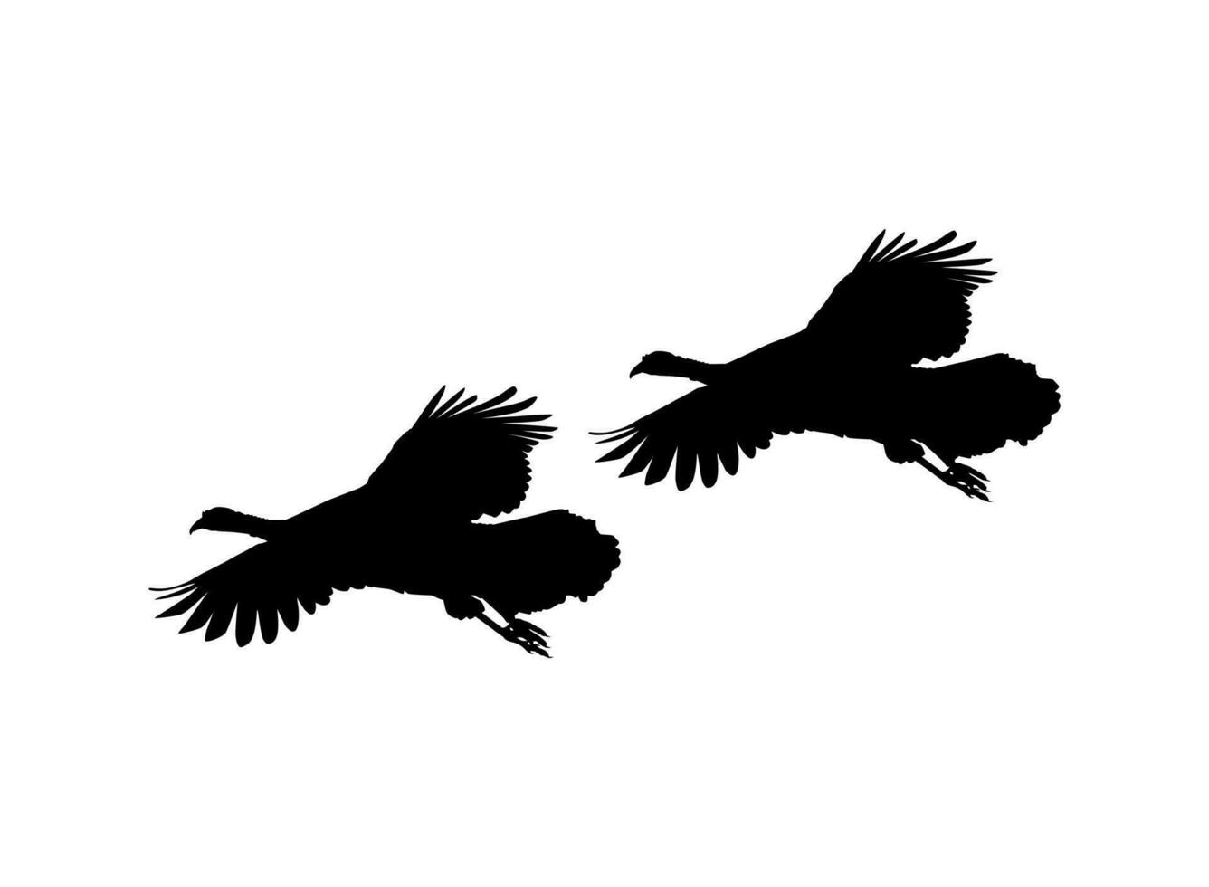 paar- van de vliegend kalkoen silhouet voor kunst illustratie, pictogram of grafisch ontwerp element. de kalkoen is een groot vogel in de geslacht meleagris. vector illustratie