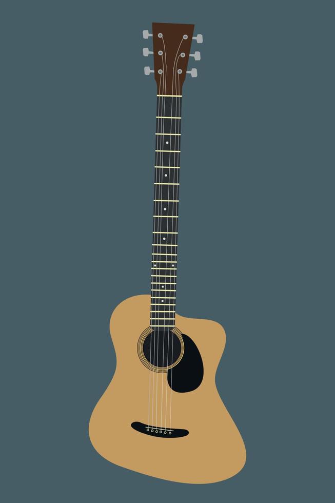 klassieke akoestische gitaar geïsoleerde platte vectorillustratie vector