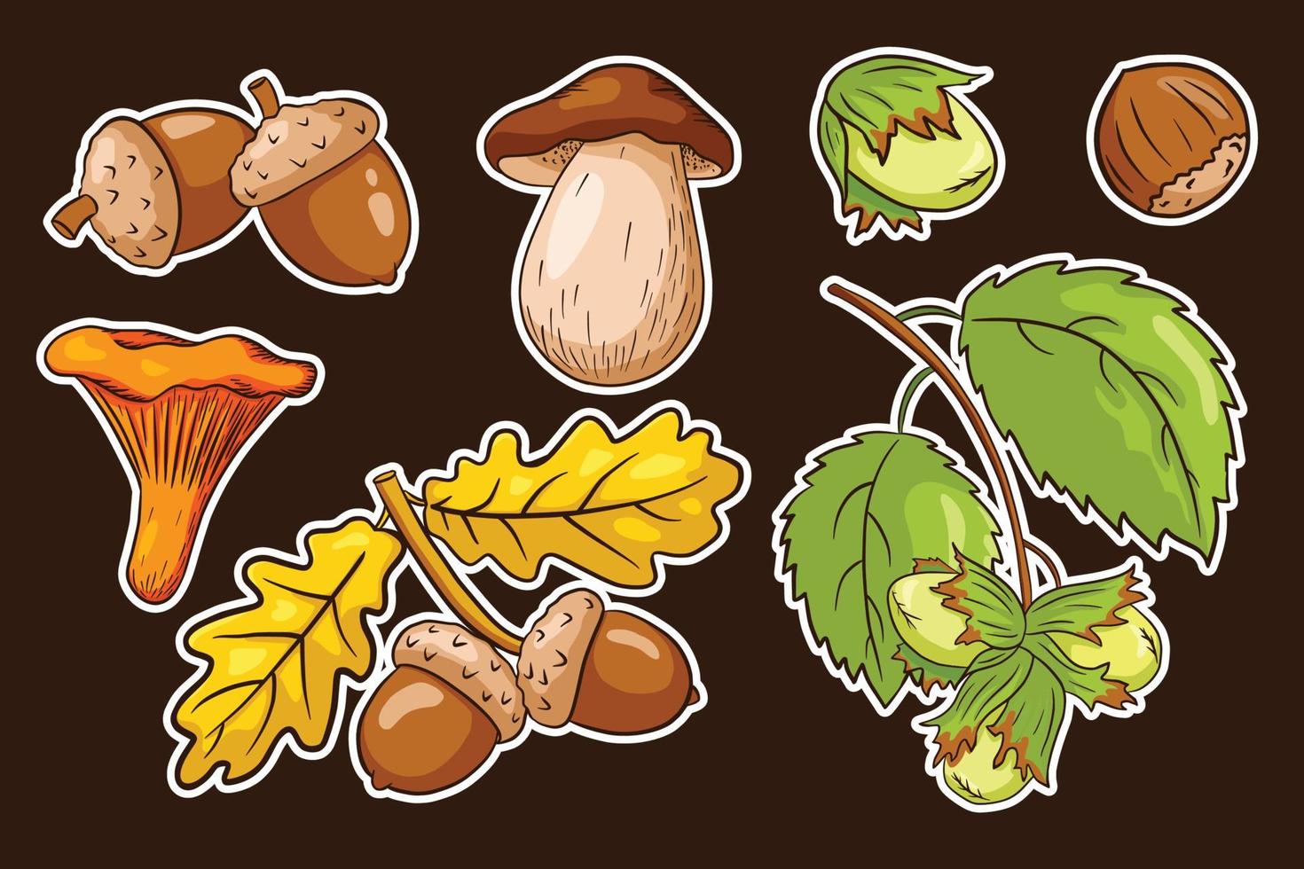 herfst oogst stickerset vector