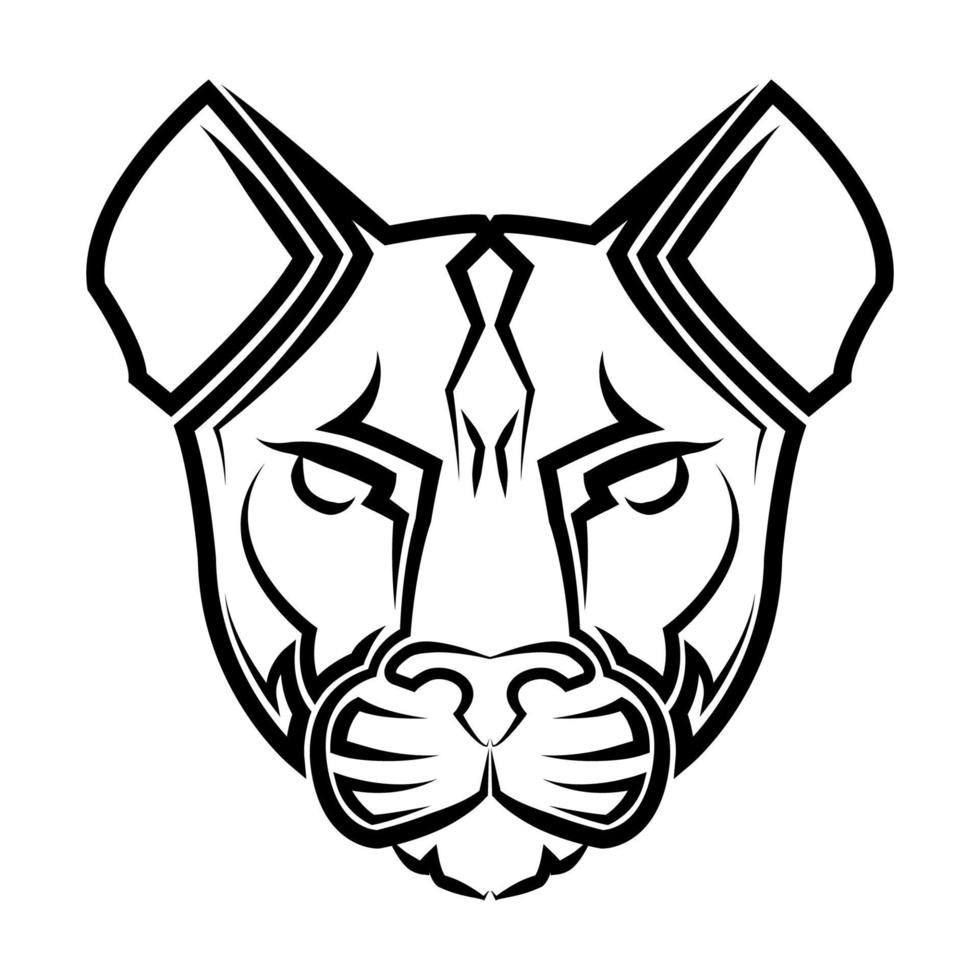 zwart-wit lijntekeningen van cougar hoofd goed gebruik voor symbool mascotte pictogram avatar tattoo t-shirt ontwerp logo of een ontwerp. vector