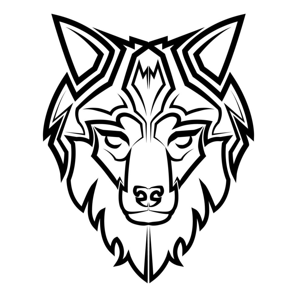 zwart-wit lijntekeningen van wolf hoofd. goed gebruik voor symbool, mascotte, pictogram, avatar, tatoeage, t-shirtontwerp, logo of welk ontwerp dan ook! vector