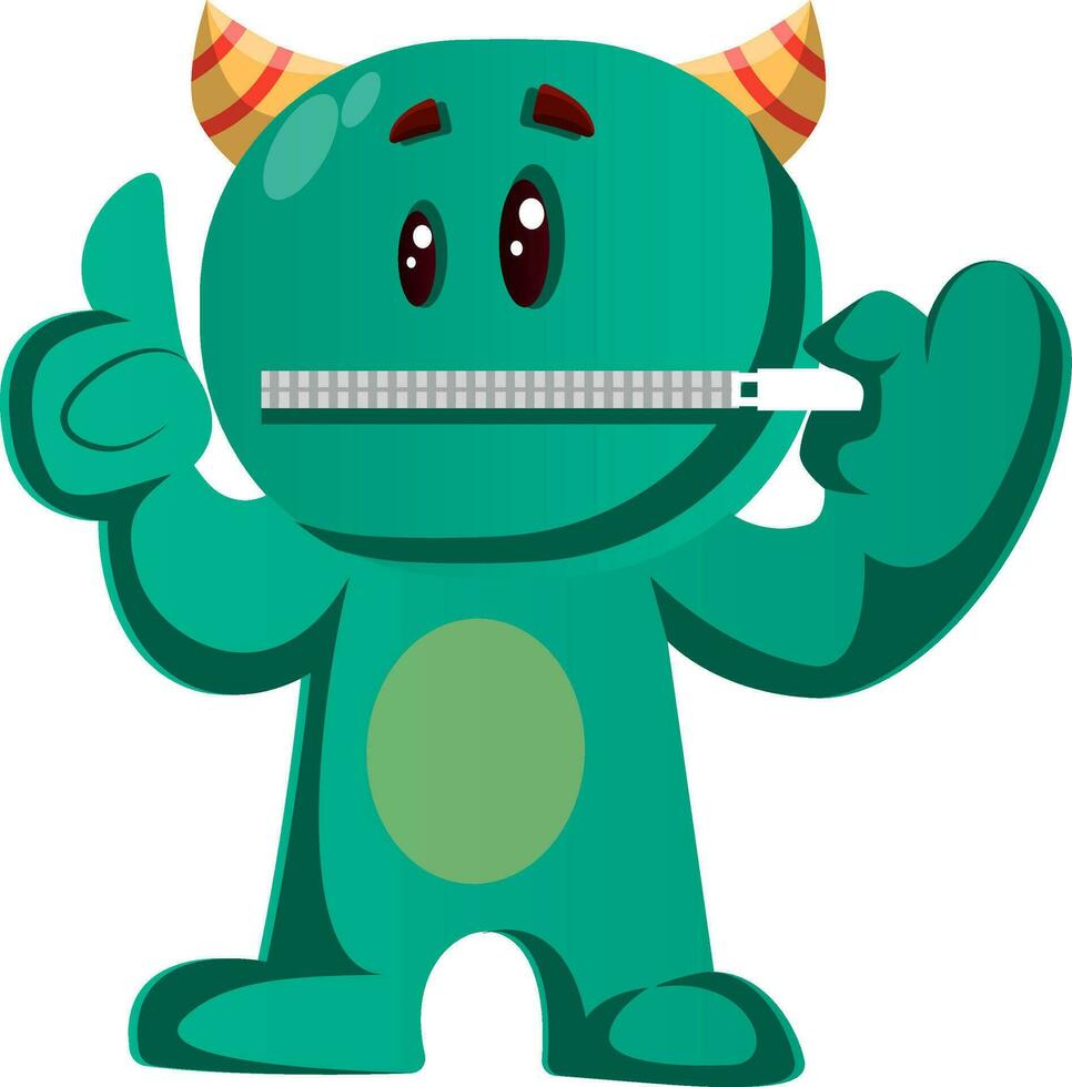 groen monster met zijn lippen ingepakt vector illustratie