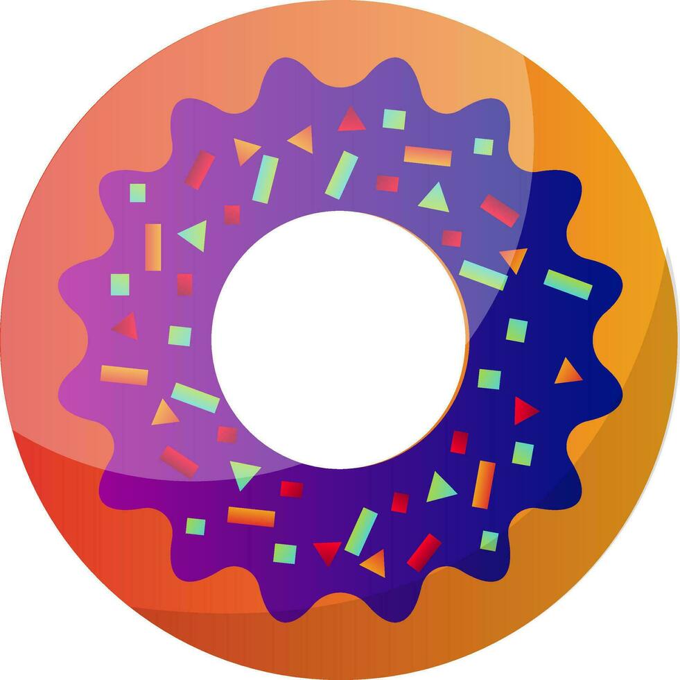 oranje donut met Purper topping en kleurrijk hagelslag vector illustratie Aan een wit achtergrond