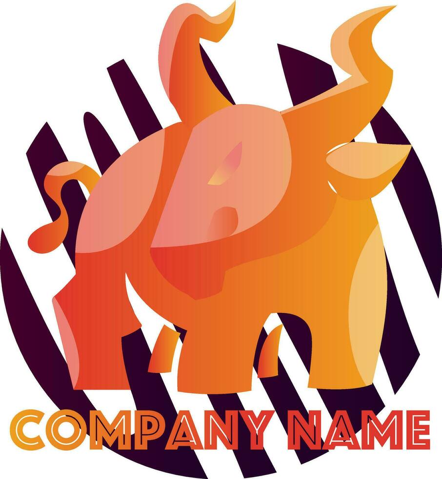 oranje boos stier in voorkant van Purper en wit cirkel vector logo ontwerp Aan een wit achtergrond