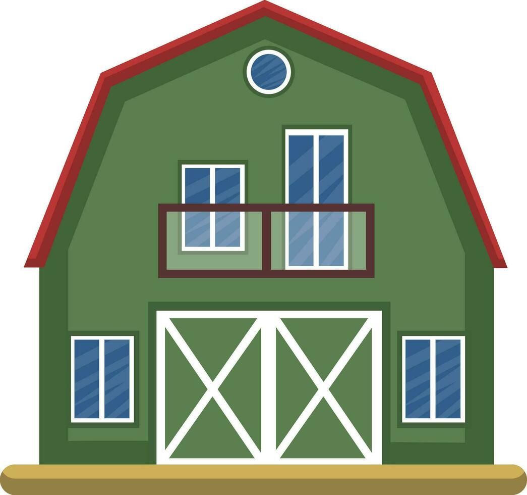 tekenfilm groen gebouw met rood dak vector illustartion Aan wit achtergrond