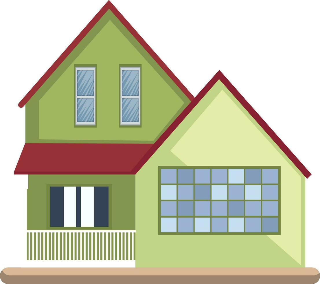 tekenfilm groen gebouw met rood dak vector illustartion Aan wit achtergrond