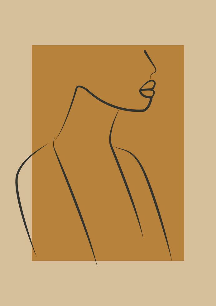 minimalistisch vrouw lijn kunst silhouet. esthetisch artwork schouders schetsen vector