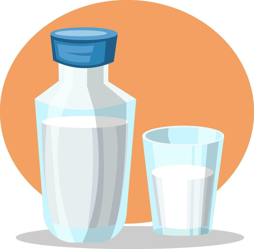 water fles en glas vector kleur illustratie.