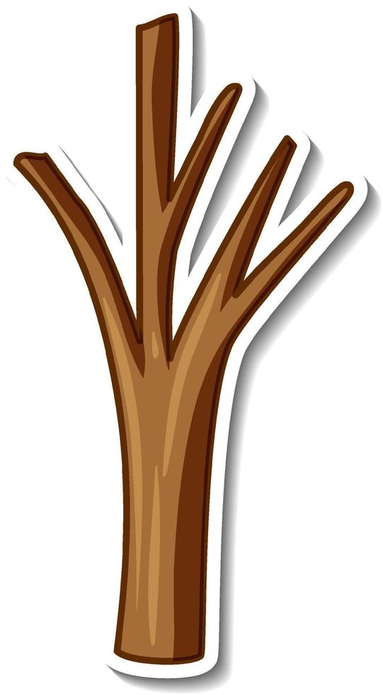 stickersjabloon met een boom zonder bladeren in geïsoleerde cartoonstijl vector