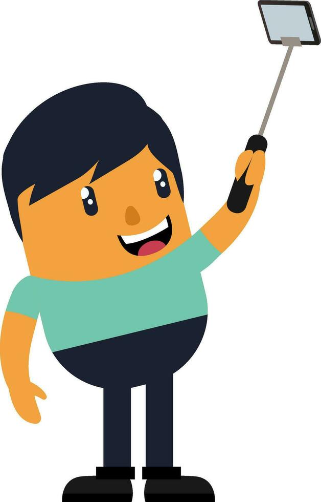 Mens nemen selfie, illustratie, vector Aan wit achtergrond.