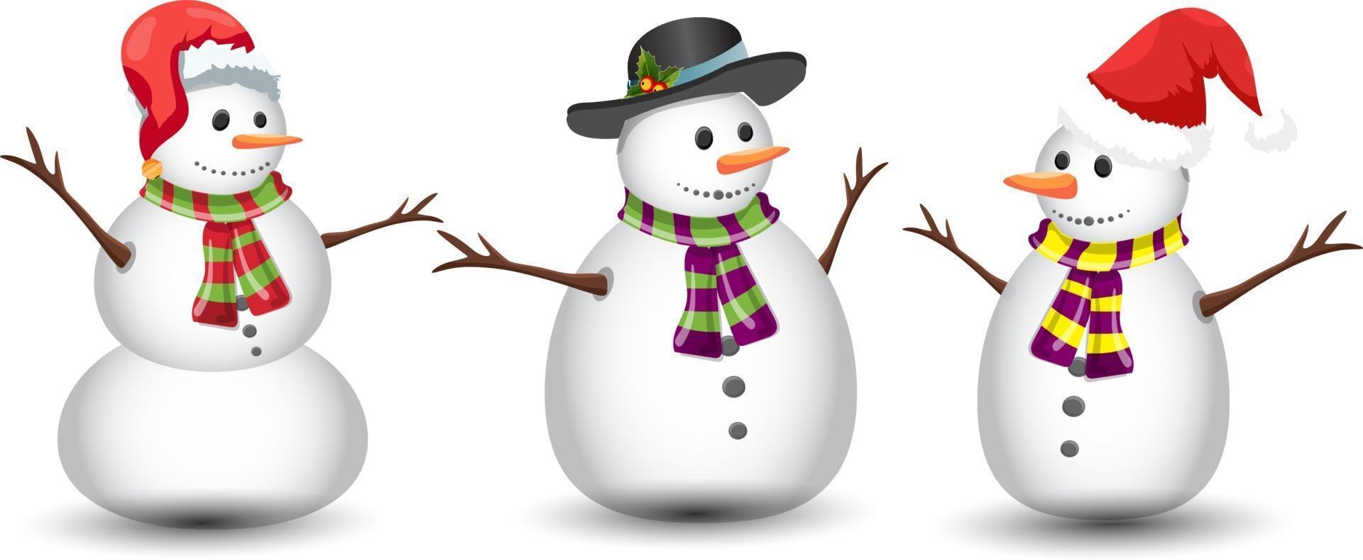 sneeuwpop set kerst collectie vector illustratie ontwerp