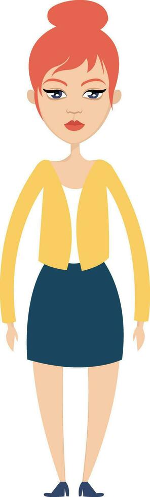 meisje in geel blouse illustratie vector Aan wit achtergrond