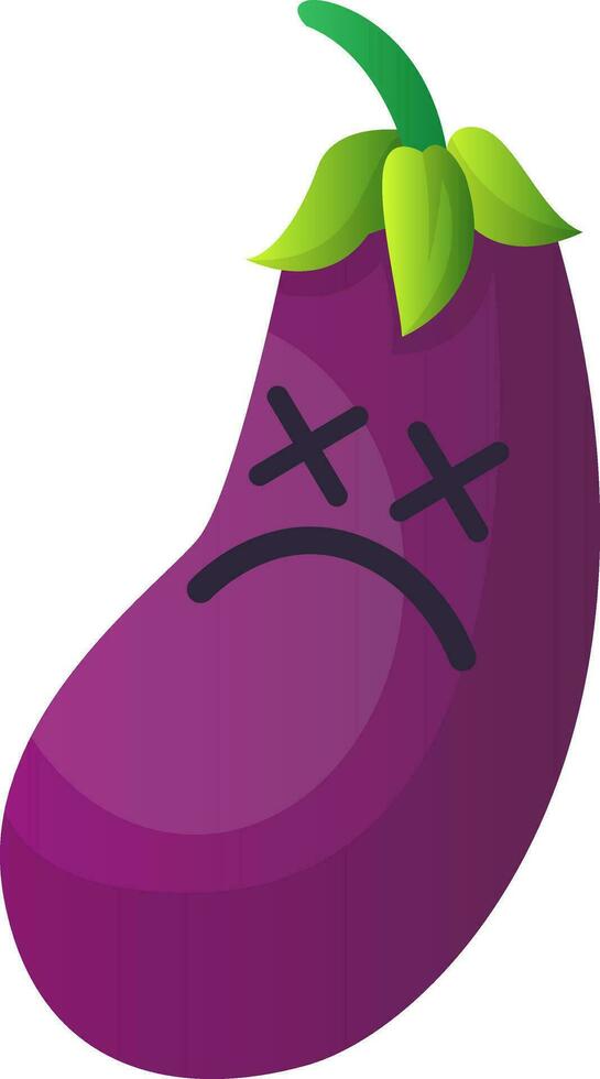 bewusteloos tekenfilm aubergine illustratie vector Aan wit achtergrond