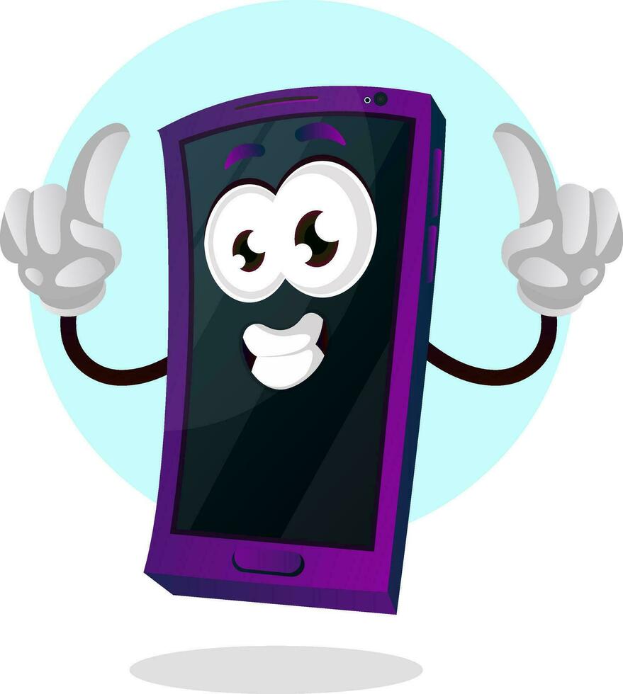 gelukkig mobiel emoji met beide duimen omhoog illustratie vector Aan wit achtergrond