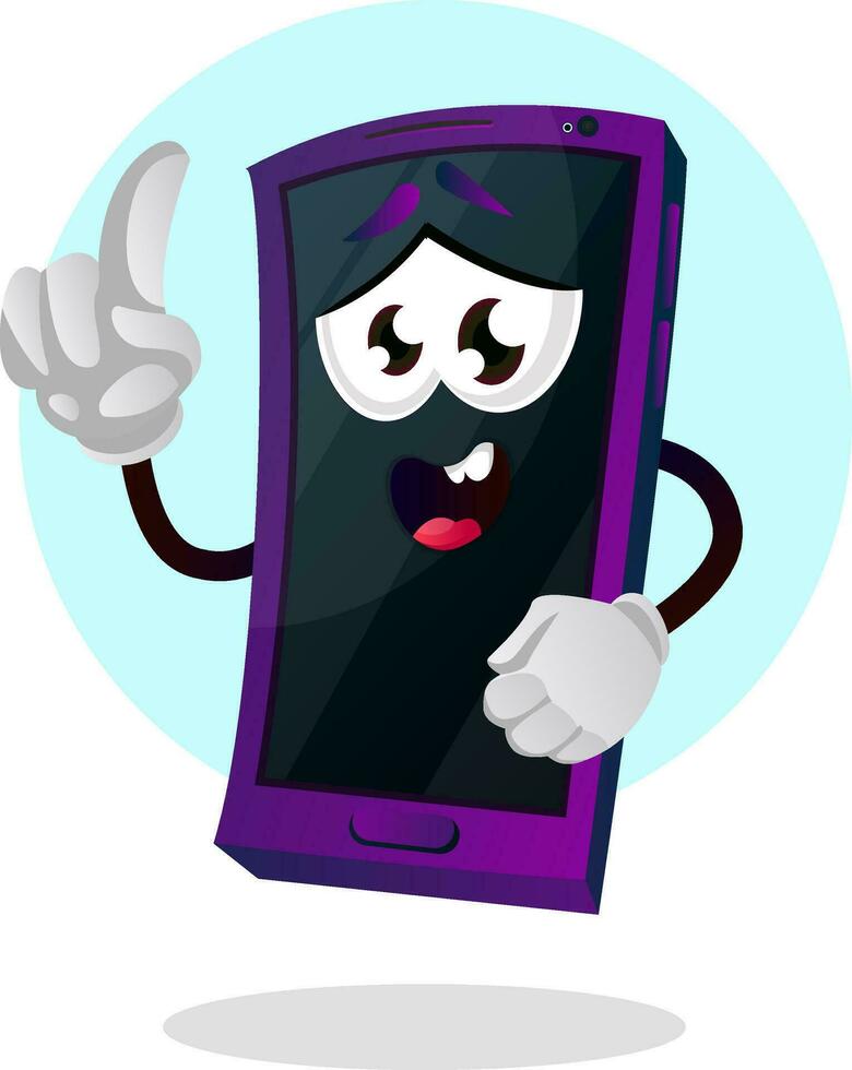 mobiel emoji met zijn hand- omhoog illustratie vector Aan wit achtergrond